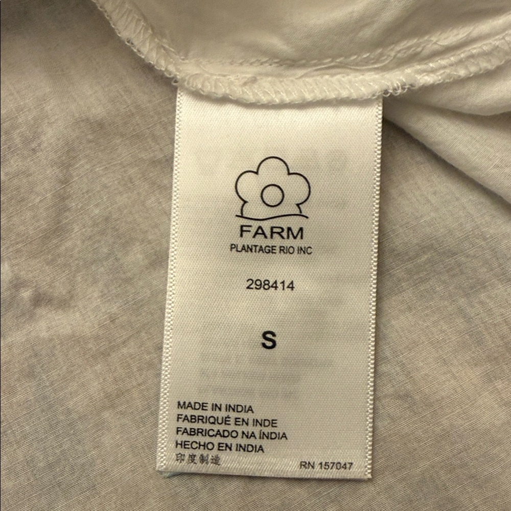 FARM Rio Pitanga Embroidered Cotton Puff Sleeve Blouse Woman's Small - Picture 13 of 16